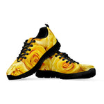 Yellow Rose Print Black Sneakers