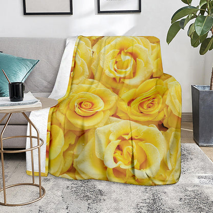 Yellow Rose Print Blanket