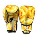 Yellow Rose Print Boxing Gloves
