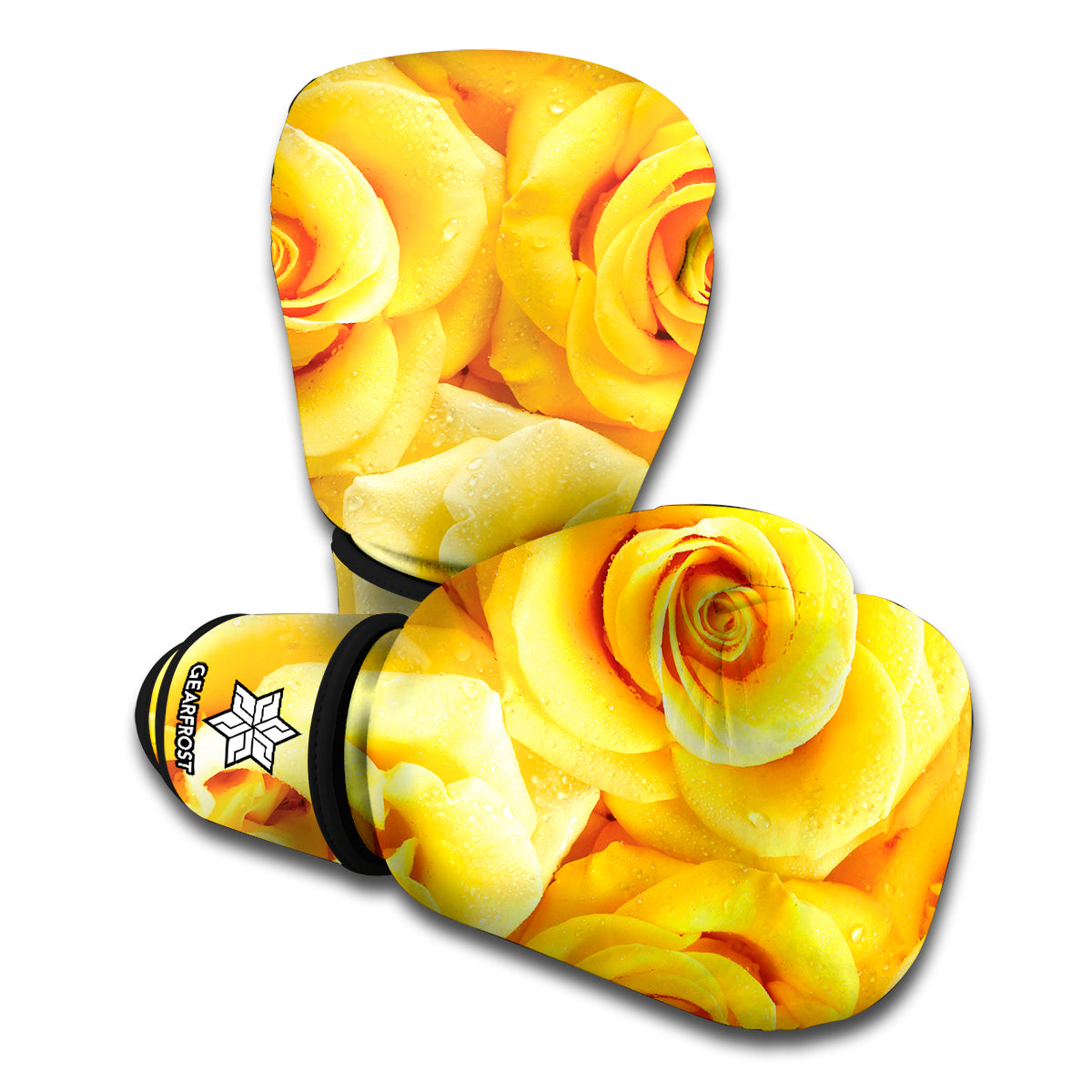 Yellow Rose Print Boxing Gloves