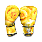 Yellow Rose Print Boxing Gloves
