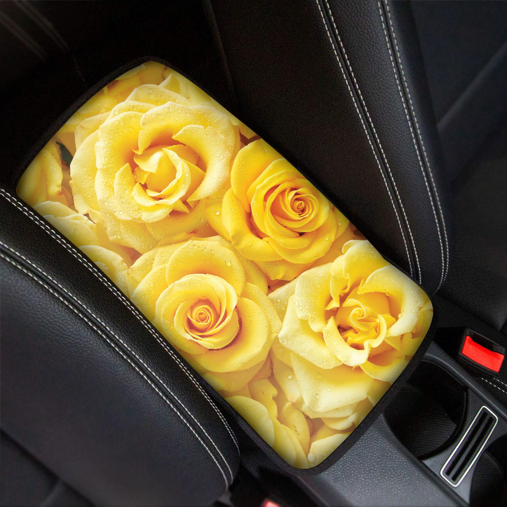 Yellow Rose Print Car Center Console Cover