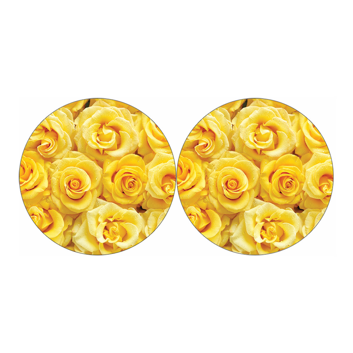 Yellow Rose Print Car Coasters
