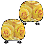 Yellow Rose Print Car Headrest Covers