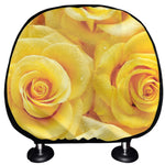 Yellow Rose Print Car Headrest Covers