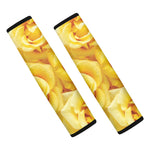 Yellow Rose Print Car Seat Belt Covers