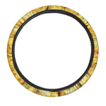 Yellow Rose Print Car Steering Wheel Cover