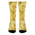 Yellow Rose Print Crew Socks