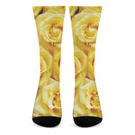 Yellow Rose Print Crew Socks