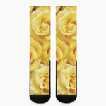 Yellow Rose Print Crew Socks