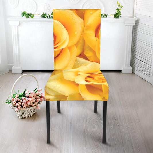 Yellow Rose Print Dining Chair Slipcover