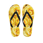 Yellow Rose Print Flip Flops
