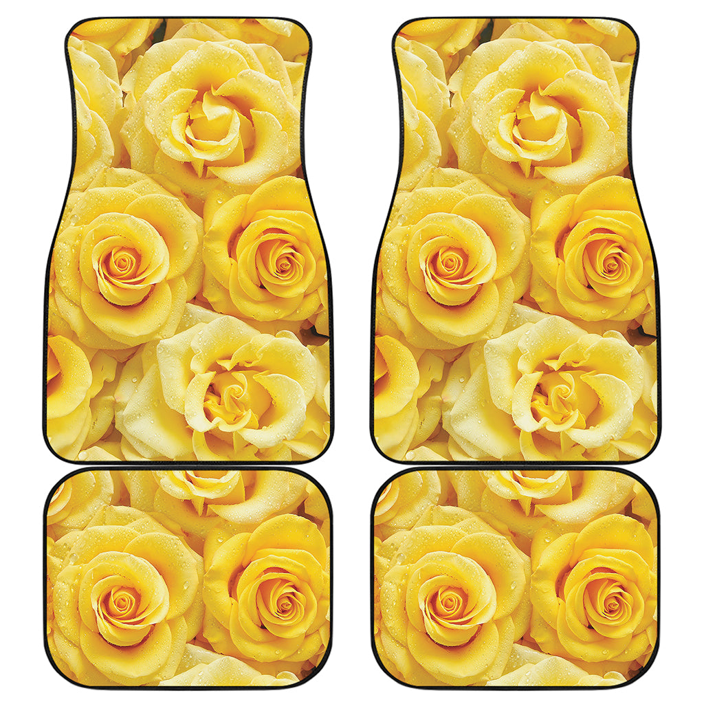 Yellow Rose Print Front and Back Car Floor Mats