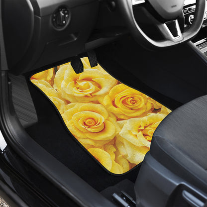 Yellow Rose Print Front Car Floor Mats