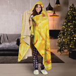 Yellow Rose Print Hooded Blanket