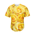 Yellow Rose Print Men's Baseball Jersey