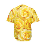 Yellow Rose Print Men's Baseball Jersey