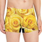 Yellow Rose Print Men's Boxer Briefs