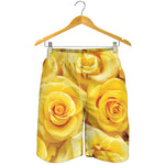 Yellow Rose Print Men's Shorts