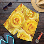 Yellow Rose Print Men's Shorts