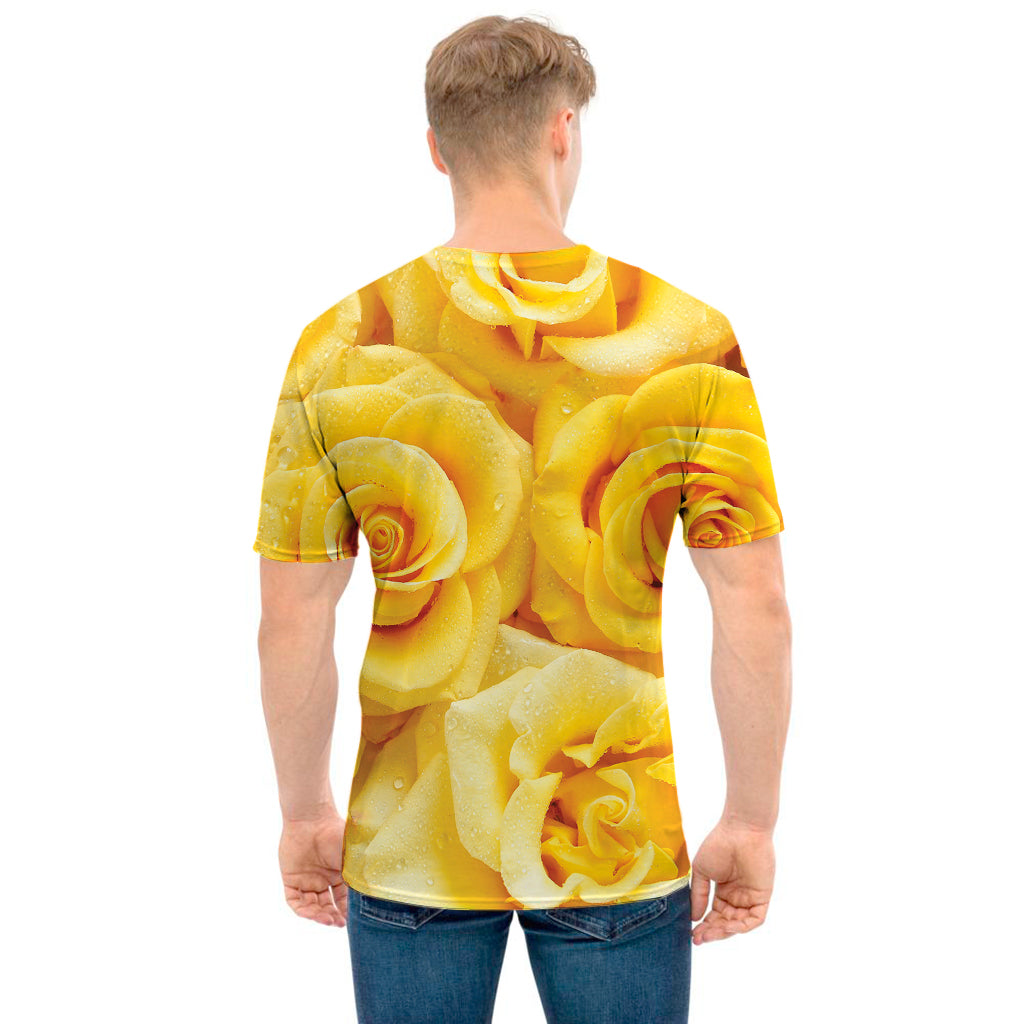 Yellow Rose Print Men's T-Shirt