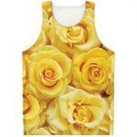Yellow Rose Print Men's Tank Top