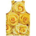 Yellow Rose Print Men's Tank Top