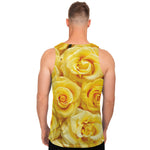 Yellow Rose Print Men's Tank Top