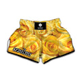 Yellow Rose Print Muay Thai Boxing Shorts