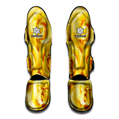Yellow Rose Print Muay Thai Shin Guard