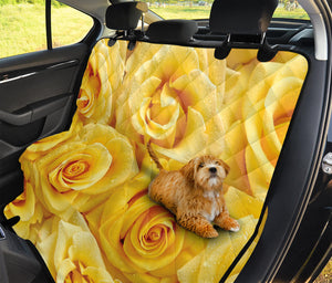 Yellow Rose Print Pet Car Back Seat Cover