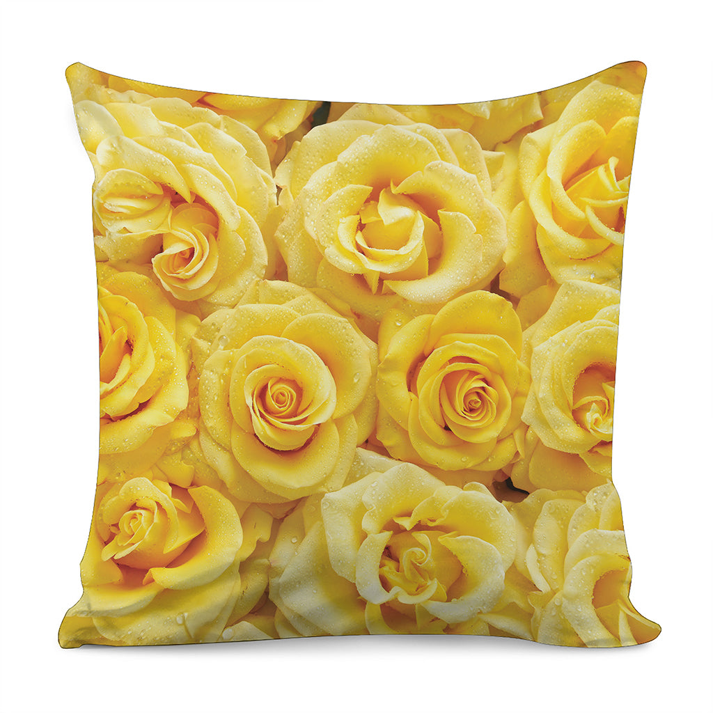 Yellow Rose Print Pillow Cover