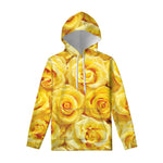 Yellow Rose Print Pullover Hoodie