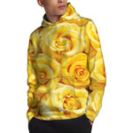 Yellow Rose Print Pullover Hoodie