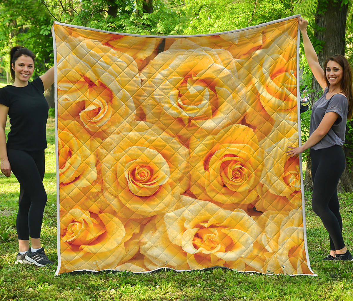 Yellow Rose Print Quilt