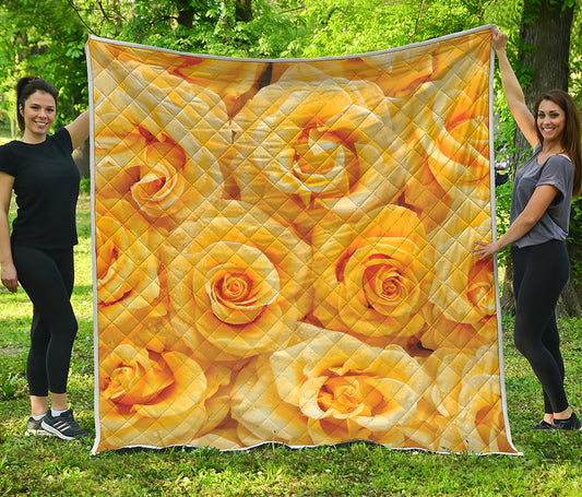 Yellow Rose Print Quilt