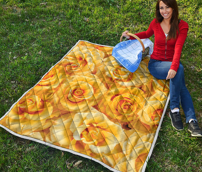 Yellow Rose Print Quilt