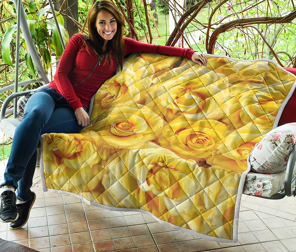Yellow Rose Print Quilt