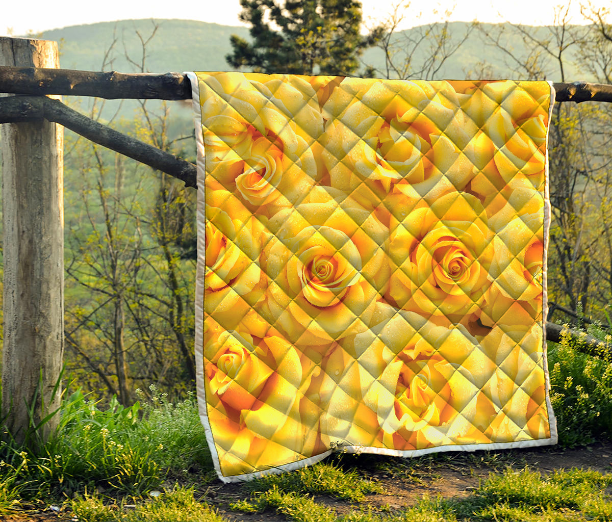 Yellow Rose Print Quilt