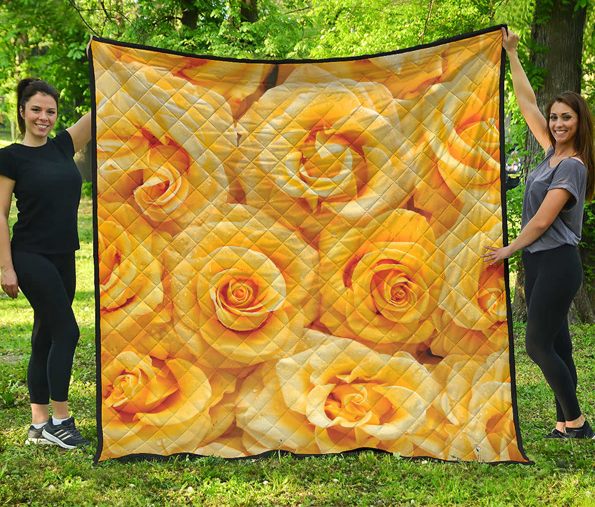 Yellow Rose Print Quilt