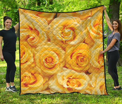 Yellow Rose Print Quilt
