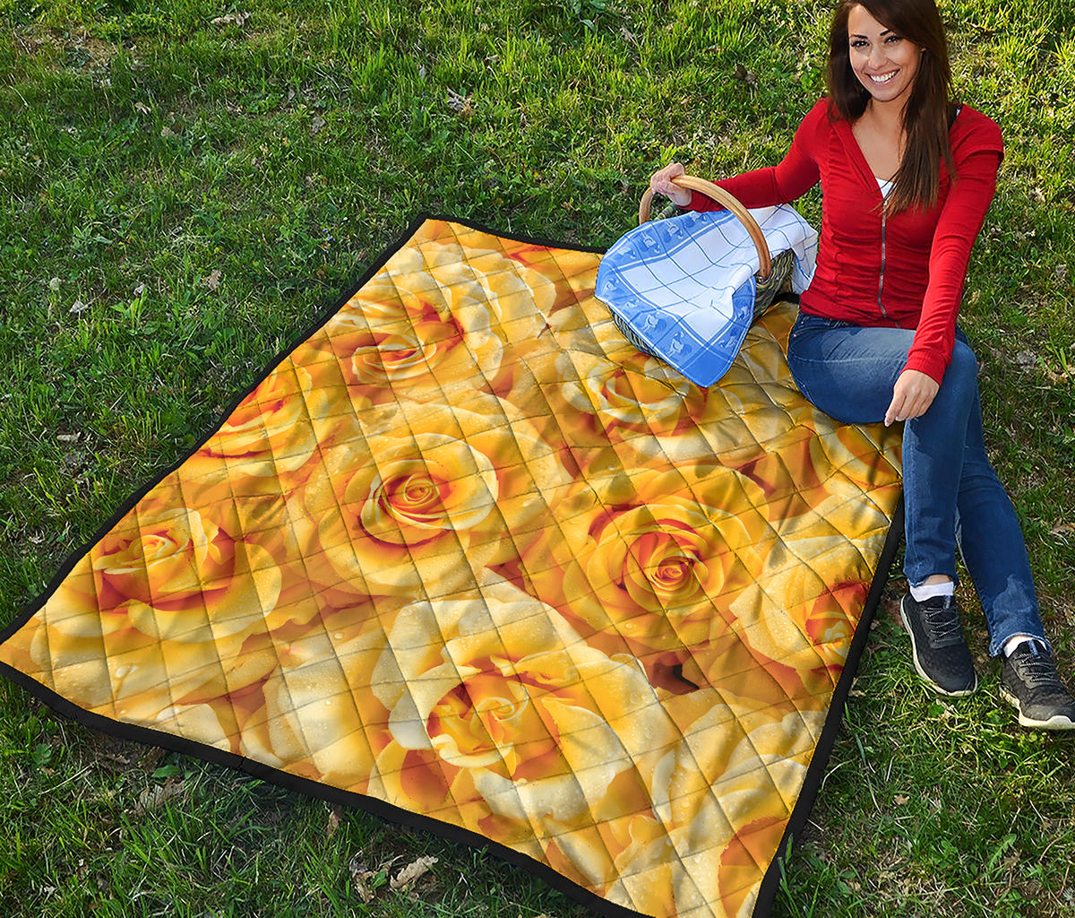 Yellow Rose Print Quilt