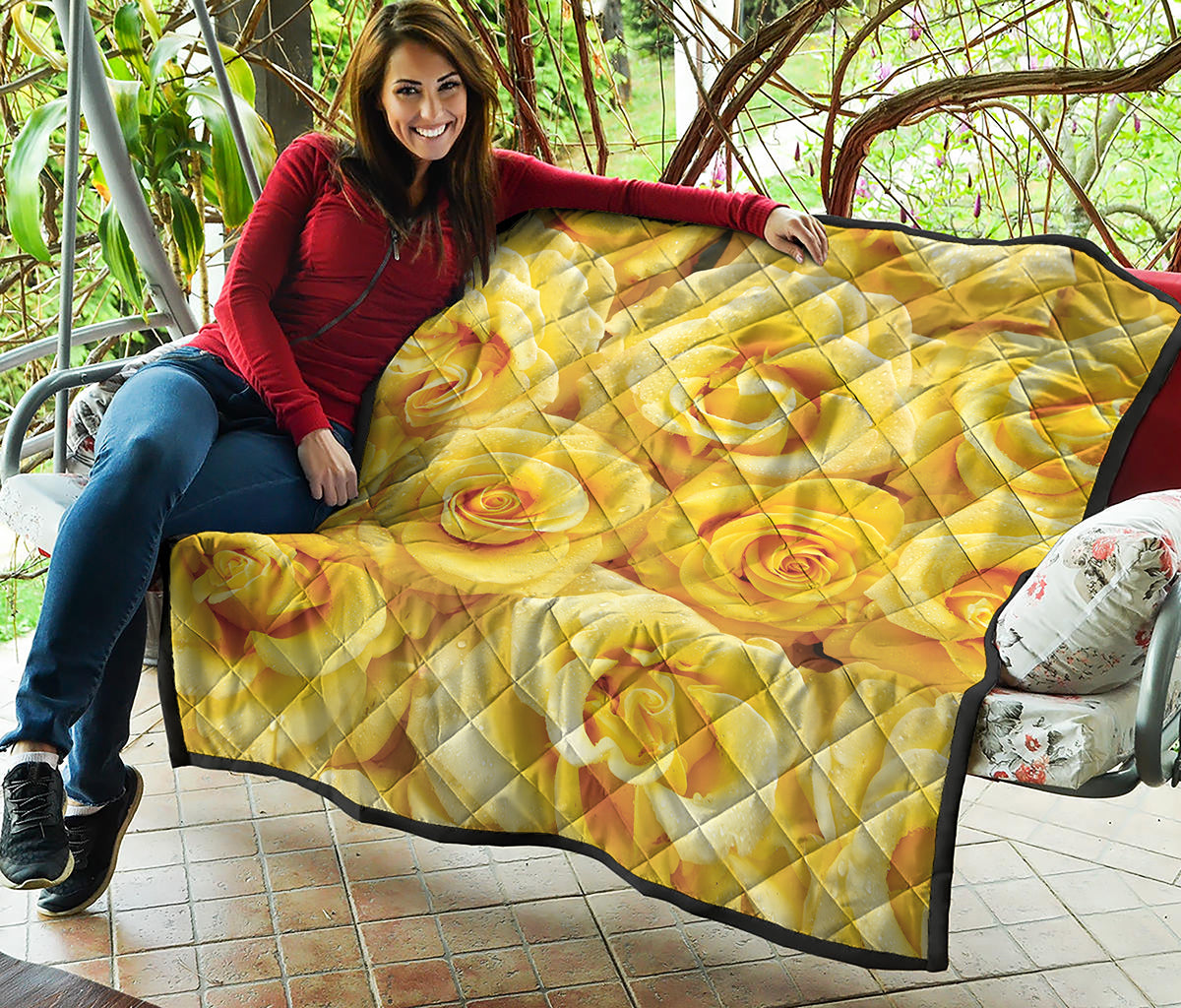 Yellow Rose Print Quilt