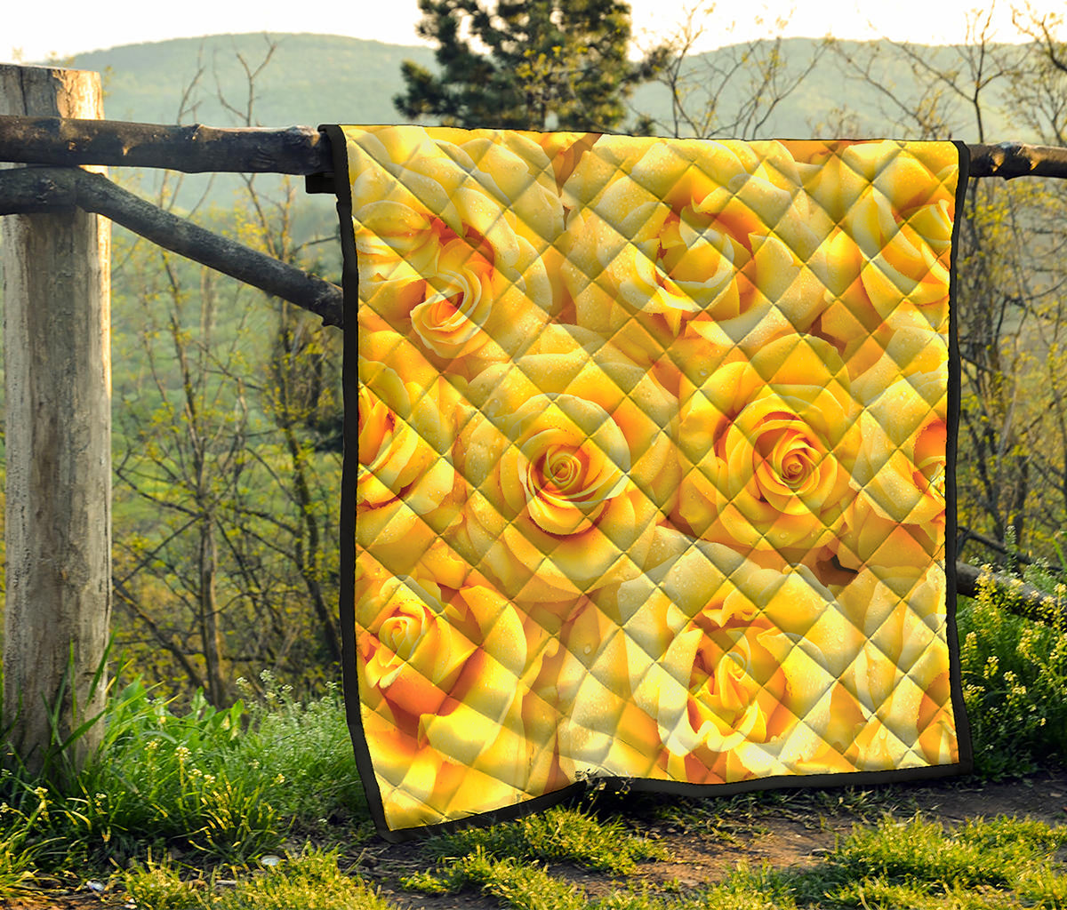 Yellow Rose Print Quilt