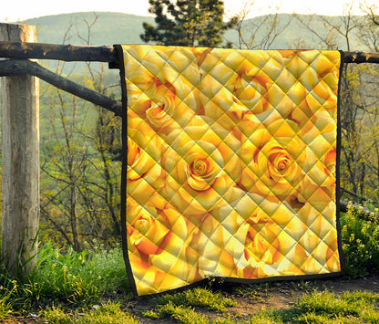 Yellow Rose Print Quilt