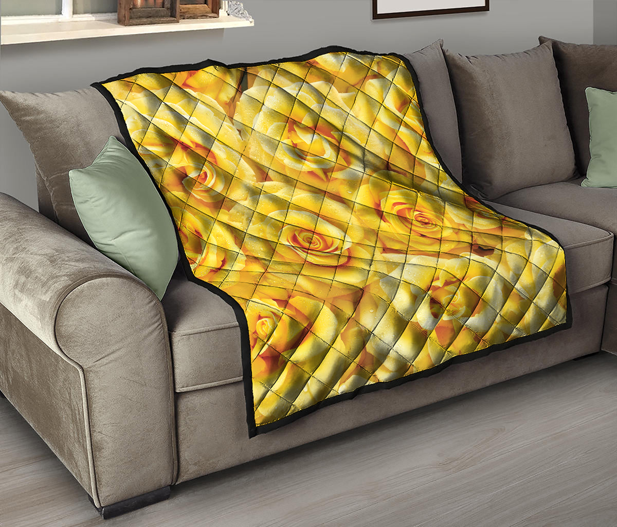 Yellow Rose Print Quilt