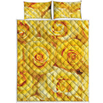 Yellow Rose Print Quilt Bed Set