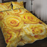 Yellow Rose Print Quilt Bed Set