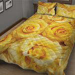 Yellow Rose Print Quilt Bed Set