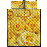 Yellow Rose Print Quilt Bed Set